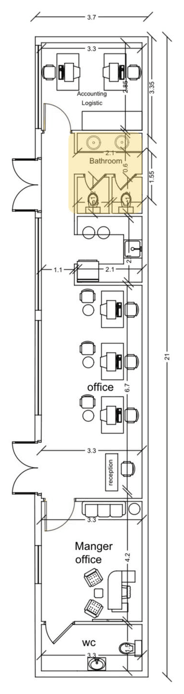 Bathroom highlighted on the floor plan