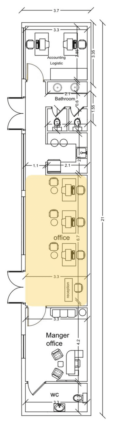 Reception highlighted on the floor plan