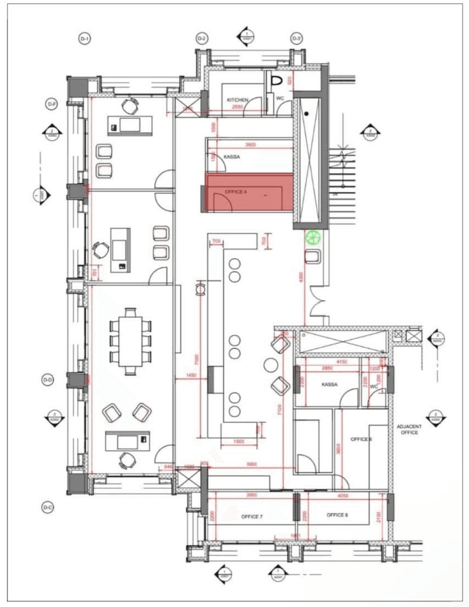 Office 2 highlighted on the floor plan