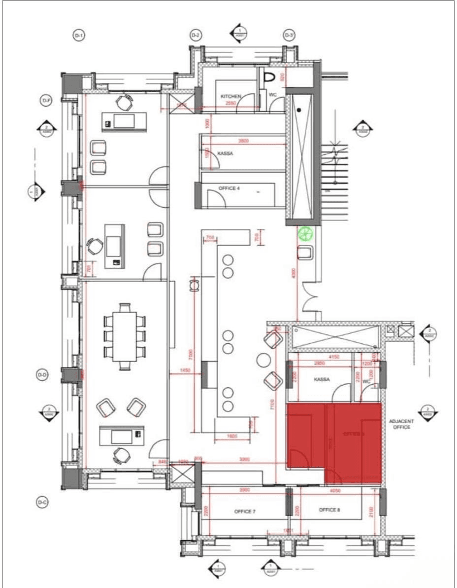 Office Kitchen highlighted on the floor plan